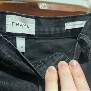 Frame Le High Straight Black Jeans size 31 Raw Hem